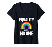 Mujer Orgullo Rainbow LGBTQ Igualdad Hurts No One Designs Camiseta Cuello V