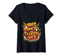 Mujer Orgullo Tamil Sri Lanka Salt Spice and Tamizh Camiseta Cuello V