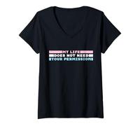 Mujer Orgullo trans Mi vida no necesita permiso Trans Power Camiseta Cuello V