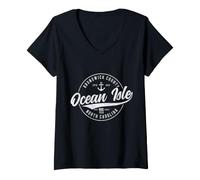 Mujer Orgullo Vintage de Ocean Isle North Carolina Camiseta Cuello V