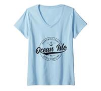 Mujer Orgullo Vintage de Ocean Isle North Carolina Camiseta Cuello V