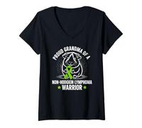 Mujer Orgullosa Abuela de un Conejillo de Indias Guerrero de Linfoma no Hodgkin Camiseta Cuello V