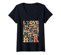 Mujer Orgullosa de la Mujer en la Que me he Convertido, empoderar a Las Mujeres positivas Camiseta Cuello V