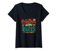 Mujer Orgullosa de Mis Raíces, Herencia Hispana Camiseta Cuello V