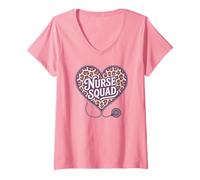 Mujer Orgullosa Enfermera Escuadrón San Valentín Corazón Enfermería Vida Escuela ER RN Camiseta Cuello V