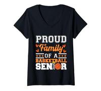 Mujer Orgullosa Familia de un Graduado de Baloncesto Senior 2026 2026 Camiseta Cuello V