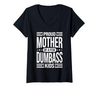 Mujer Orgullosa Madre de Unos cuantos Idiotas niños Divertido papá Humor Camiseta Cuello V