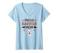 Mujer Orgullosa Madre De Westie, West Highland White Terrier Camiseta Cuello V