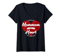 Mujer Orgullosa Mamá De Un Corazón Guerrero CHD Cirugía Trasplante Camiseta Cuello V