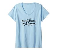 Mujer Orgullosa Mamá Mini Husky Amante del Alaskan Klee Kai Camiseta Cuello V
