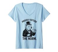 Mujer Orgullosamente Fuera de la Norma Victorian Tea Bear Lover Camiseta Cuello V
