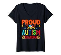 Mujer Orgulloso Autismo Abuela Mujeres Amor Nana Mimi Autista Abuela Camiseta Cuello V
