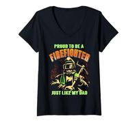 Mujer Orgulloso Bombero como papá Legado de Valor Camiseta Cuello V