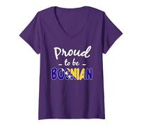 Mujer Orgulloso de ser Bosnia Bosnia y Herzegovina Orgullo Camiseta Cuello V, Morado, XXL