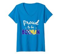 Mujer Orgulloso de ser Bosnia Bosnia y Herzegovina Orgullo Camiseta Cuello V, Zafiro, M