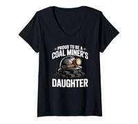 Mujer Orgulloso de ser una Hija minera del carbón Orgullo de minería de carbón Camiseta Cuello V