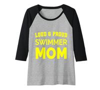 Mujer Orgulloso Freestyle Swim Mom Sport Design Regalo amarillo Camiseta Manga Raglan
