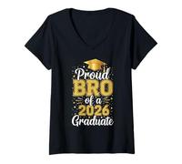 Mujer Orgulloso Hermano de la Clase 2026, Graduado de último año, 26 Camiseta Cuello V