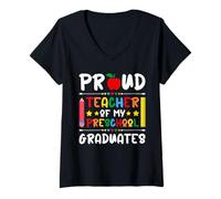 Mujer Orgulloso Maestro de mis graduados de Preescolar - Último día de Clases Camiseta Cuello V