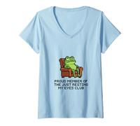Mujer Orgulloso Miembro de la Rana Pixel del Club Just Resting My Eyes Camiseta Cuello V