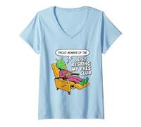 Mujer Orgulloso Miembro de The Just Resting My Eyes Club Alien UFO Camiseta Cuello V