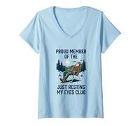 Mujer Orgulloso Miembro de The Just Resting My Eyes Club Camping Men Camiseta Cuello V