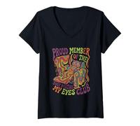 Mujer Orgulloso Miembro de The Just Resting My Eyes Club Owl Retro Camiseta Cuello V