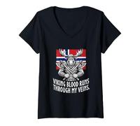 Mujer Orgulloso Noruego Viking Blood Moose Noruega Heritage Camiseta Cuello V