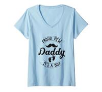 Mujer Orgulloso nuevo papá es un niño 1st tiempo padre papá ser Camiseta Cuello V