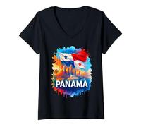 Mujer Orgulloso Panamá Bandera Panameña Vacaciones Familiares Hombres Mujeres Niños Camiseta Cuello V