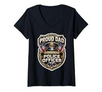 Mujer Orgulloso Papá De Un Nuevo Oficial De Policía Padre Papa Cop Camiseta Cuello V