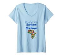 Mujer Orgulloso Patrimonio Africano Cultura Raíces y diseño de Identidad Camiseta Cuello V