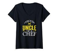 Mujer Orgulloso tío de un Chef Cocina Humor Camiseta Cuello V
