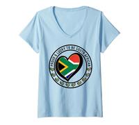 Mujer Orgulloso y afortunado de ser sudafricano I Love South Africa Bandera Camiseta Cuello V