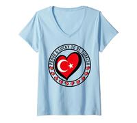 Mujer Orgulloso y afortunado de ser turco I Love Turkey Diseño de bandera genial Camiseta Cuello V