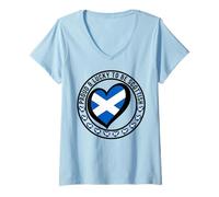 Mujer Orgulloso y afortunado para ser escocés I Love Scotland bandera gráfica Camiseta Cuello V