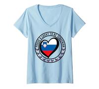 Mujer Orgulloso y Lucky To Be Slovenian I Love Slovenia Bandera Gráfico Camiseta Cuello V