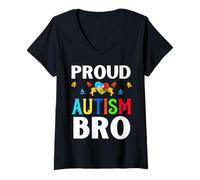 Mujer Orgullosos Hermanos Autismo Bruh Bro Hombre Autista Hombres Hermano Hijo Camiseta Cuello V