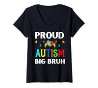 Mujer Orgullosos Hermanos Autismo Bruh Bro Hombre Autista Hombres Hermano Hijo Camiseta Cuello V