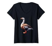 Mujer Origami Art Ganso Gansos Camiseta Cuello V