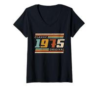 Mujer Original 1975 Regalo 50 Cumpleaños Hombres Mujeres Vintage Camiseta Cuello V