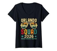 Mujer Orlando Vacation Squad 2026 Florida Family Trip Matching Camiseta Cuello V