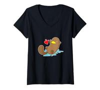 Mujer Ornitorrinco Enamorado Camiseta Cuello V