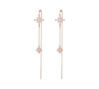 Mujer Oro rosa Doble Estrella Diamante-Tachonado Hilos de oreja larga, Romántico Tema Cielo Estrellado Pendientes, De Moda y Elegante Pendientes, Regalo para Diario Ropa