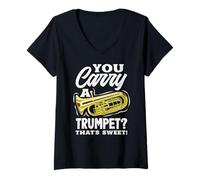 Mujer Orquesta de Metal Vintage Euphonium Player Camiseta Cuello V