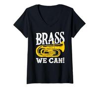 Mujer Orquesta de Metal Vintage Euphonium Player Camiseta Cuello V