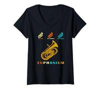 Mujer Orquesta de Metal Vintage Euphonium Player Camiseta Cuello V