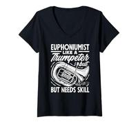 Mujer Orquesta de Metal Vintage Euphonium Player Camiseta Cuello V