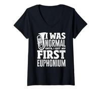 Mujer Orquesta de Metal Vintage Euphonium Player Camiseta Cuello V