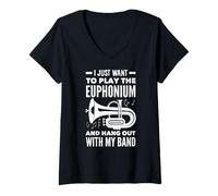 Mujer Orquesta de Metal Vintage Euphonium Player Camiseta Cuello V